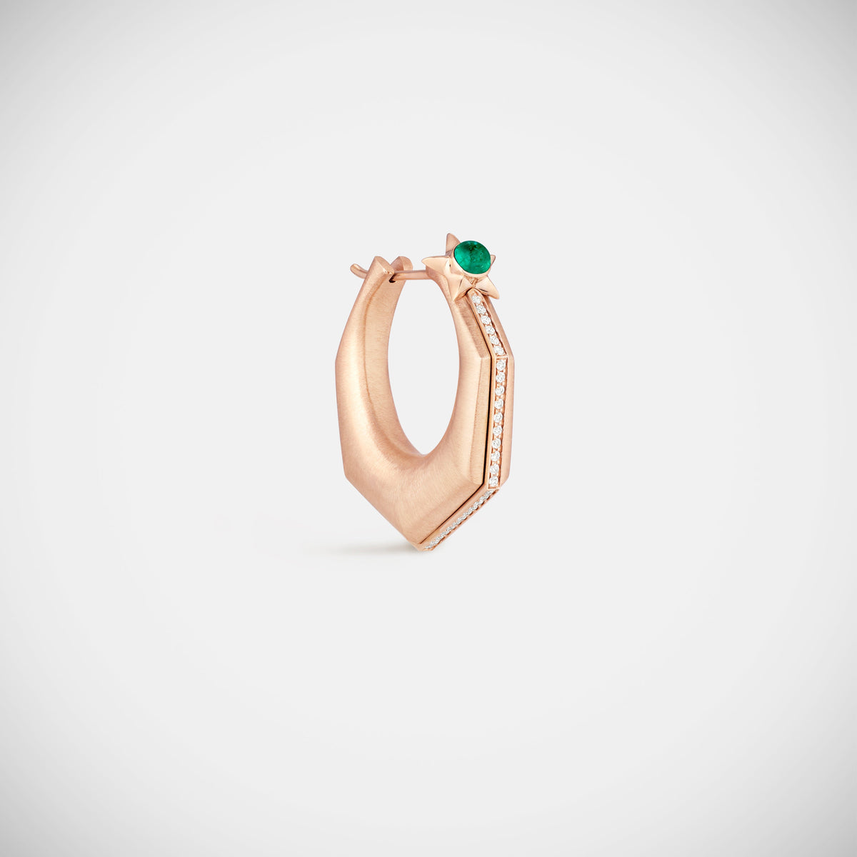 Marie Lichtenberg Staging Earring Baba Large Emerald Earring Rose Gold