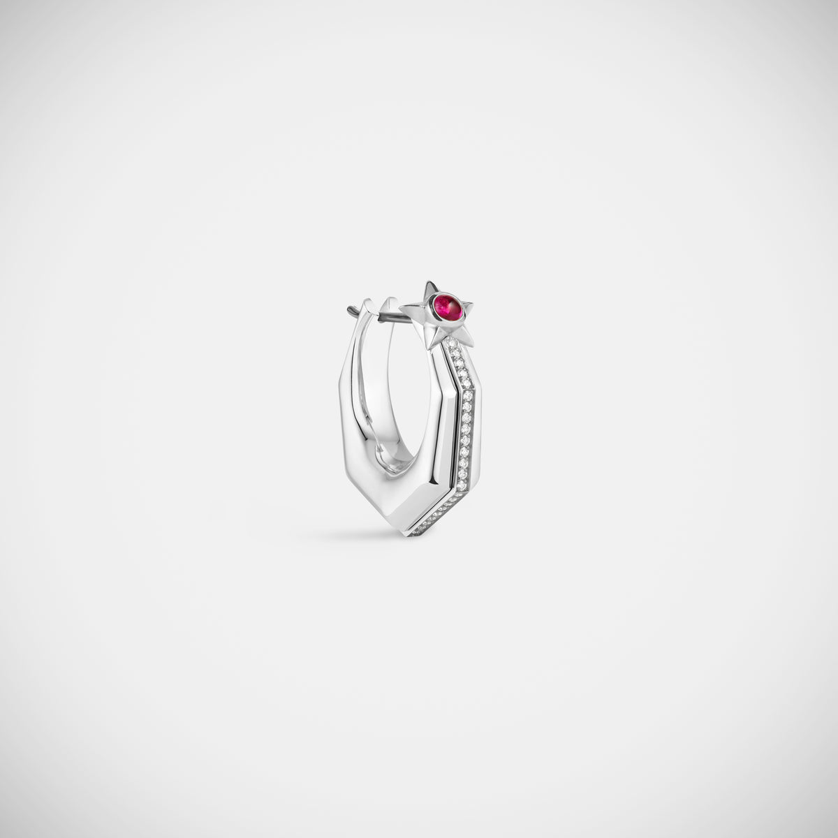 Marie Lichtenberg Staging Earring Baba Medium Ruby Earring White Gold