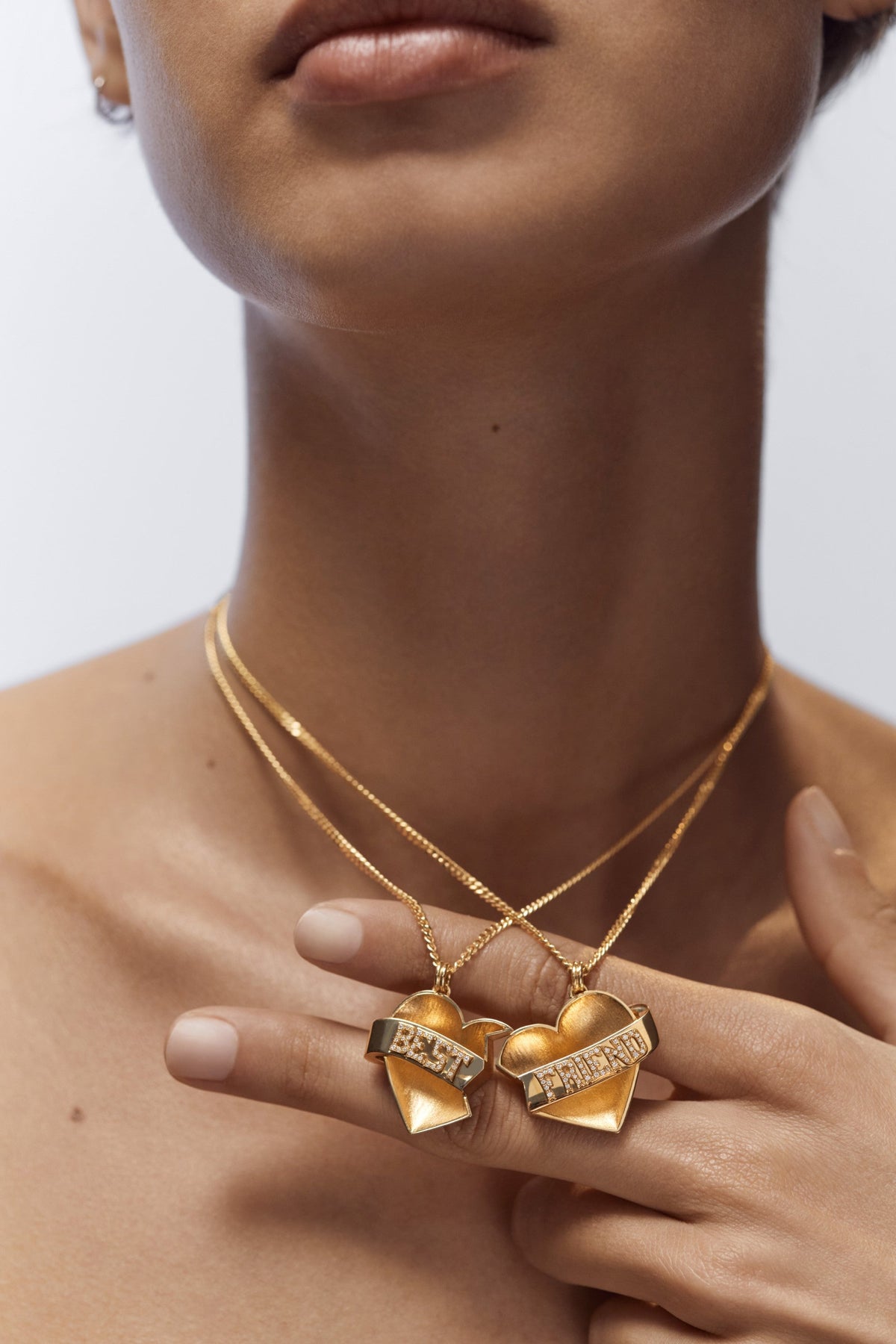 Marie Lichtenberg Staging Charm Best Friend charms on Gourmette Chains
