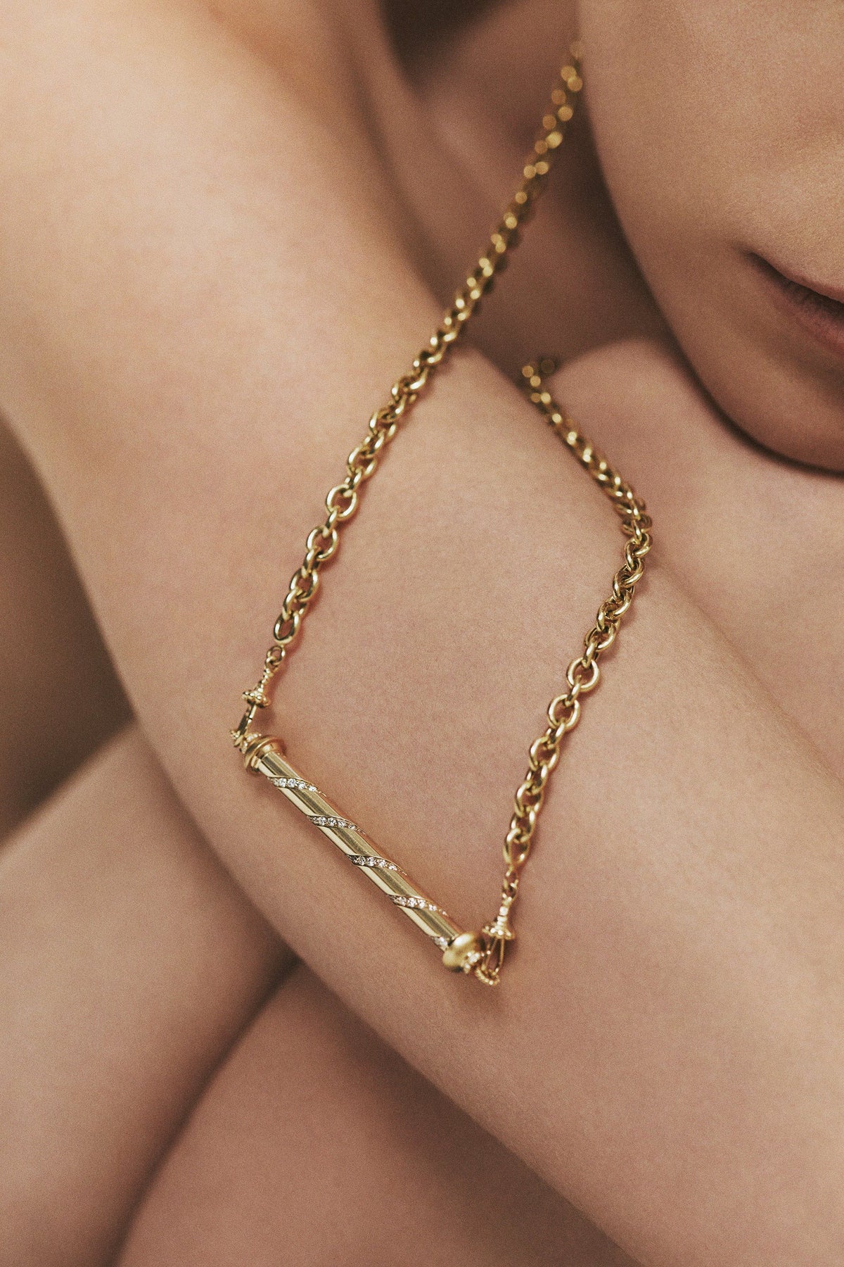 Marie Lichtenberg Staging Pendant Candy Cane Gold