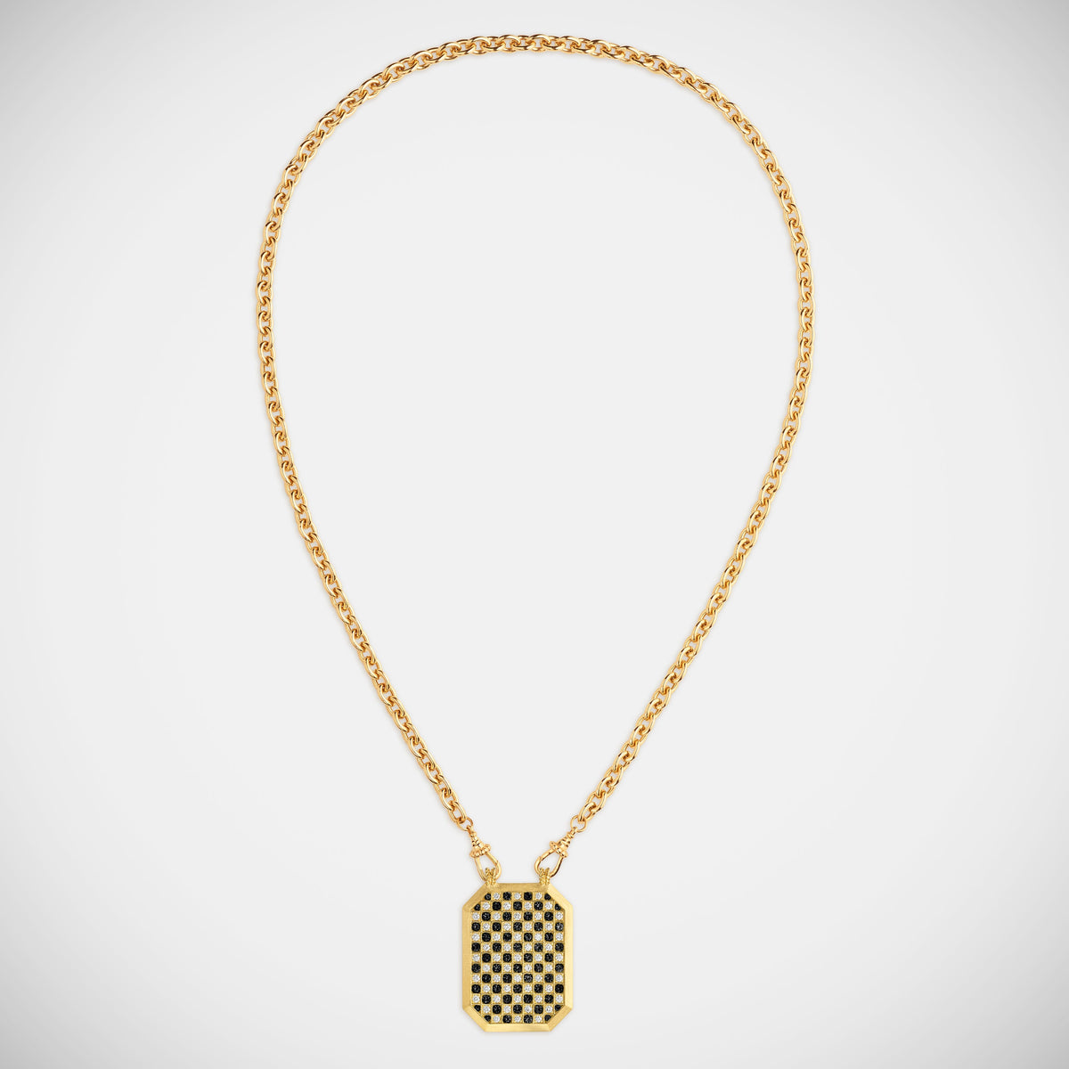 Marie Lichtenberg Staging Scapulaires Check Black Diamond Scapular on Rosa Classic Chain