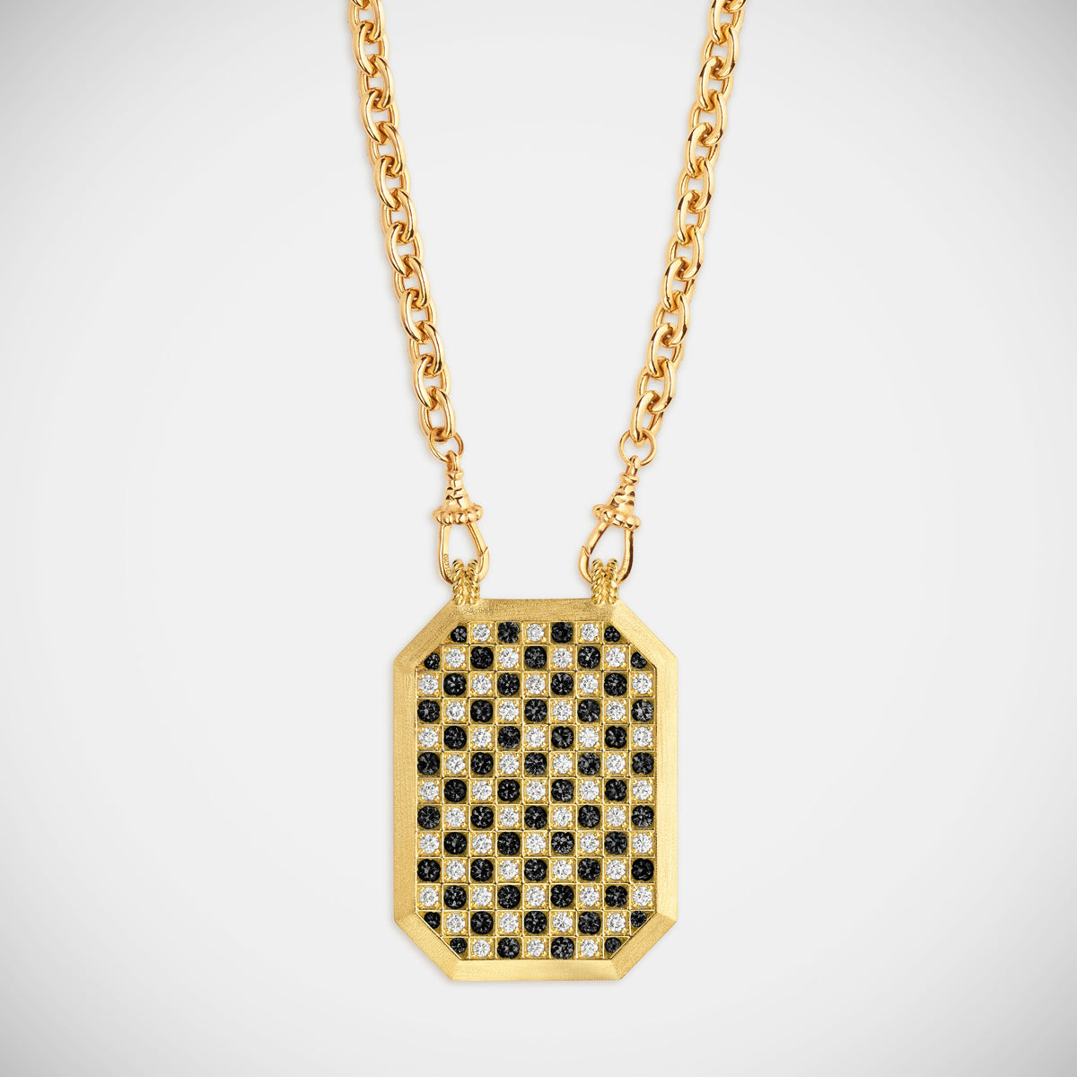 Marie Lichtenberg Staging Scapulaires Check Black Diamond Scapular on Rosa Classic Chain