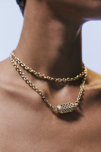 Marie Lichtenberg Staging Locket Check Ruby Locket on Rosa Classic Chain