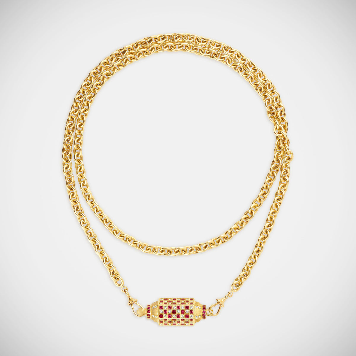 Marie Lichtenberg Staging Locket Check Ruby Locket on Rosa Classic Chain