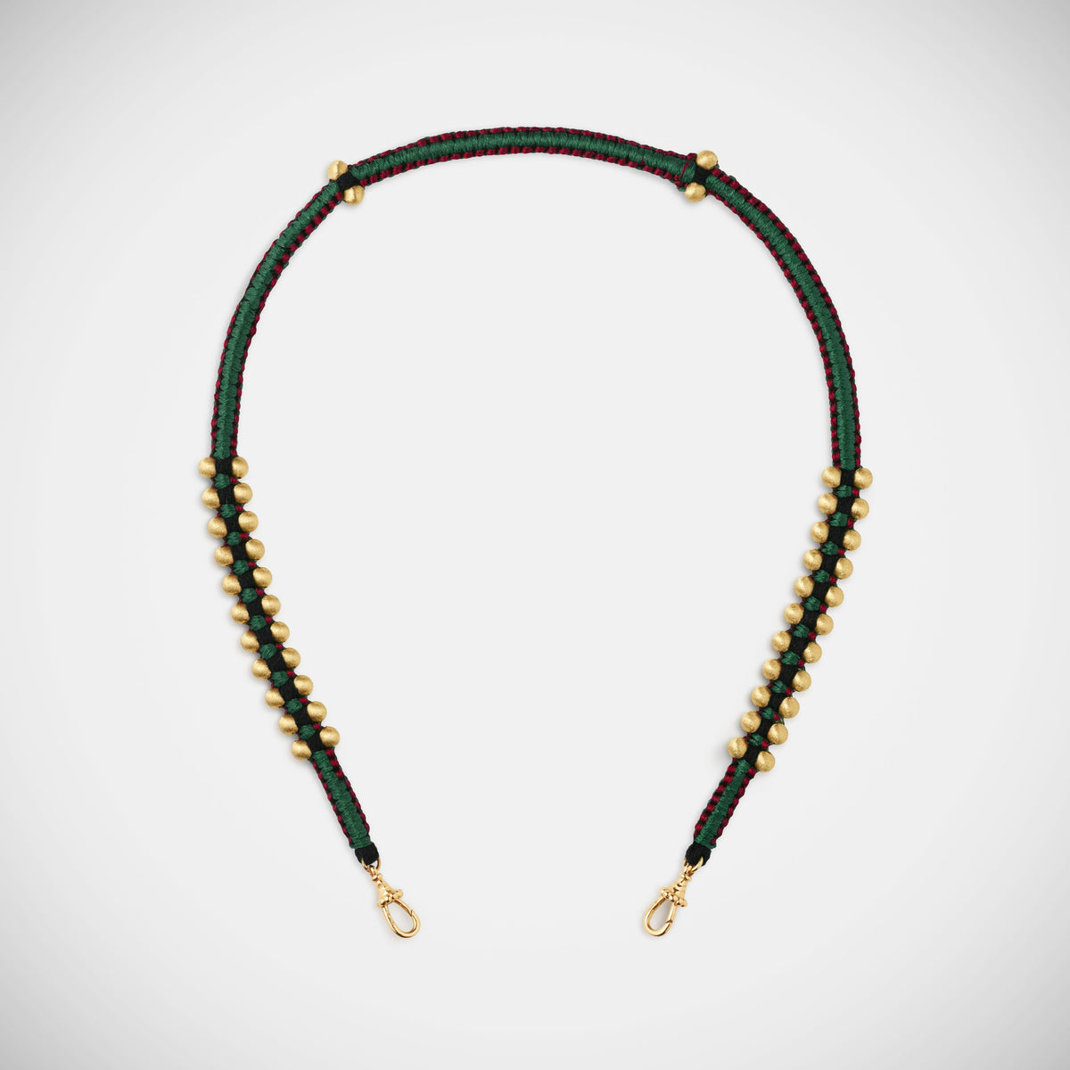 Marie Lichtenberg Staging Link Ica Coco Gold Beads Burgundy and Green 35cm