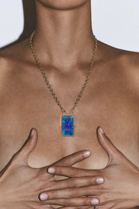 Marie Lichtenberg Staging Scapulaires Love You Spinning Scapular on Rosa Classic Chain