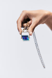 Marie Lichtenberg Staging Scapulaires Love You Spinning Scapular on Rosa Classic Chain