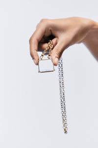Marie Lichtenberg Staging Scapulaires Love You Spinning Scapular on Rosa Classic Chain