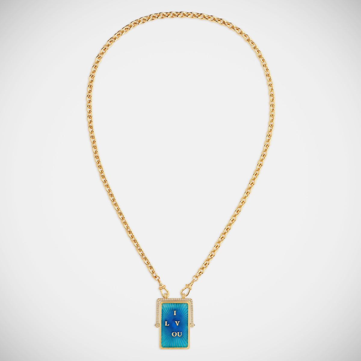 Marie Lichtenberg Staging Scapulaires Love You Spinning Scapular on Rosa Classic Chain