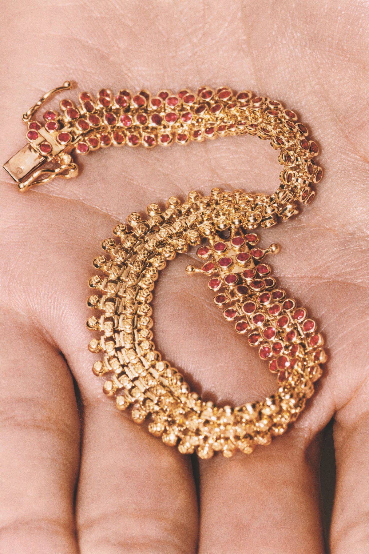 Marie Lichtenberg Staging Chain Mesh Ruby Bracelet 16cm