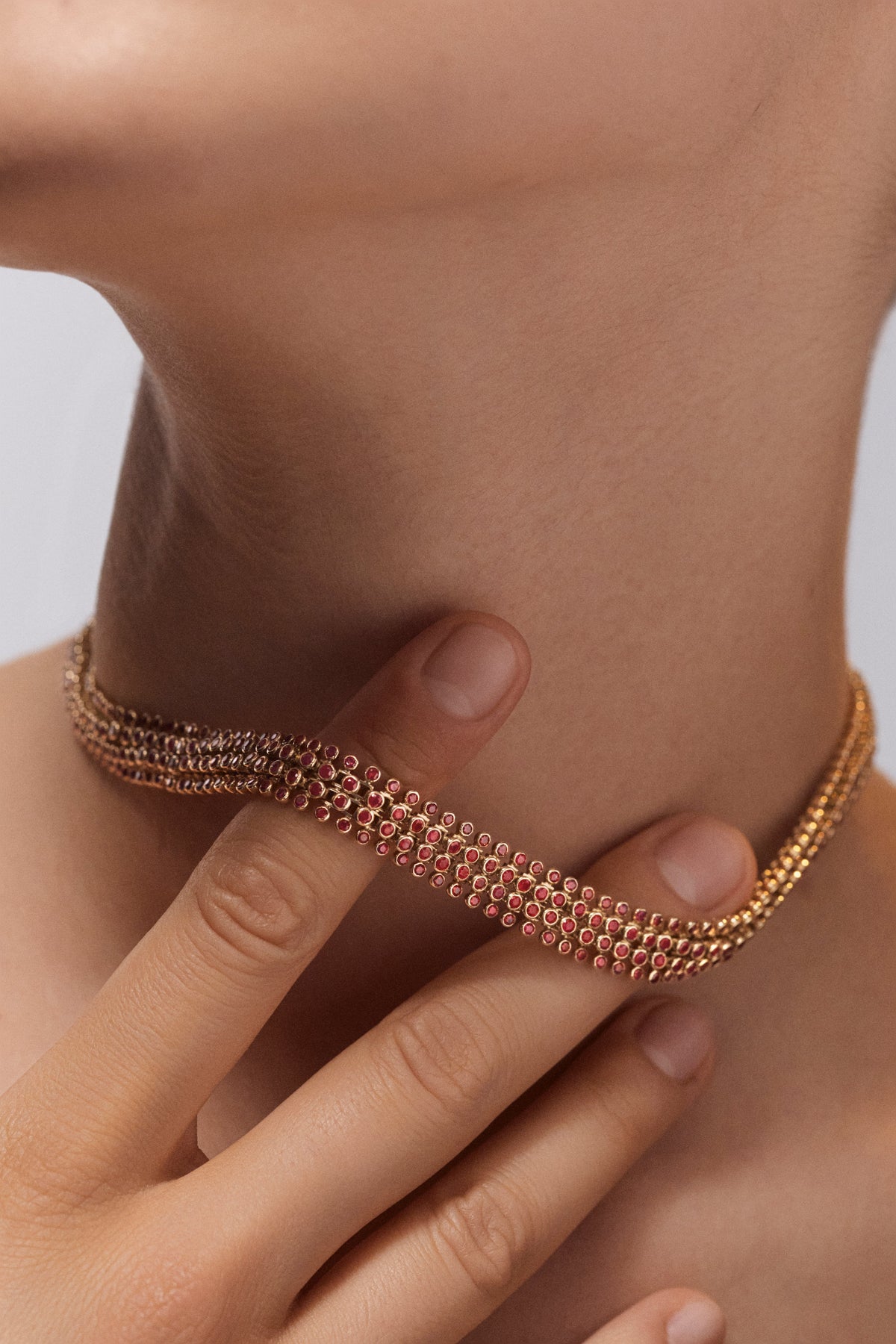 Marie Lichtenberg Staging Chain Mesh Ruby Rivière 37cm